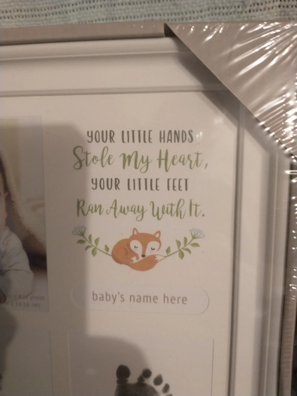NEW C.R. Gibson White Baby First Prints Frame with Accent Graphics